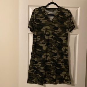 Women Camo Print Dress with pockets (Size: Small)